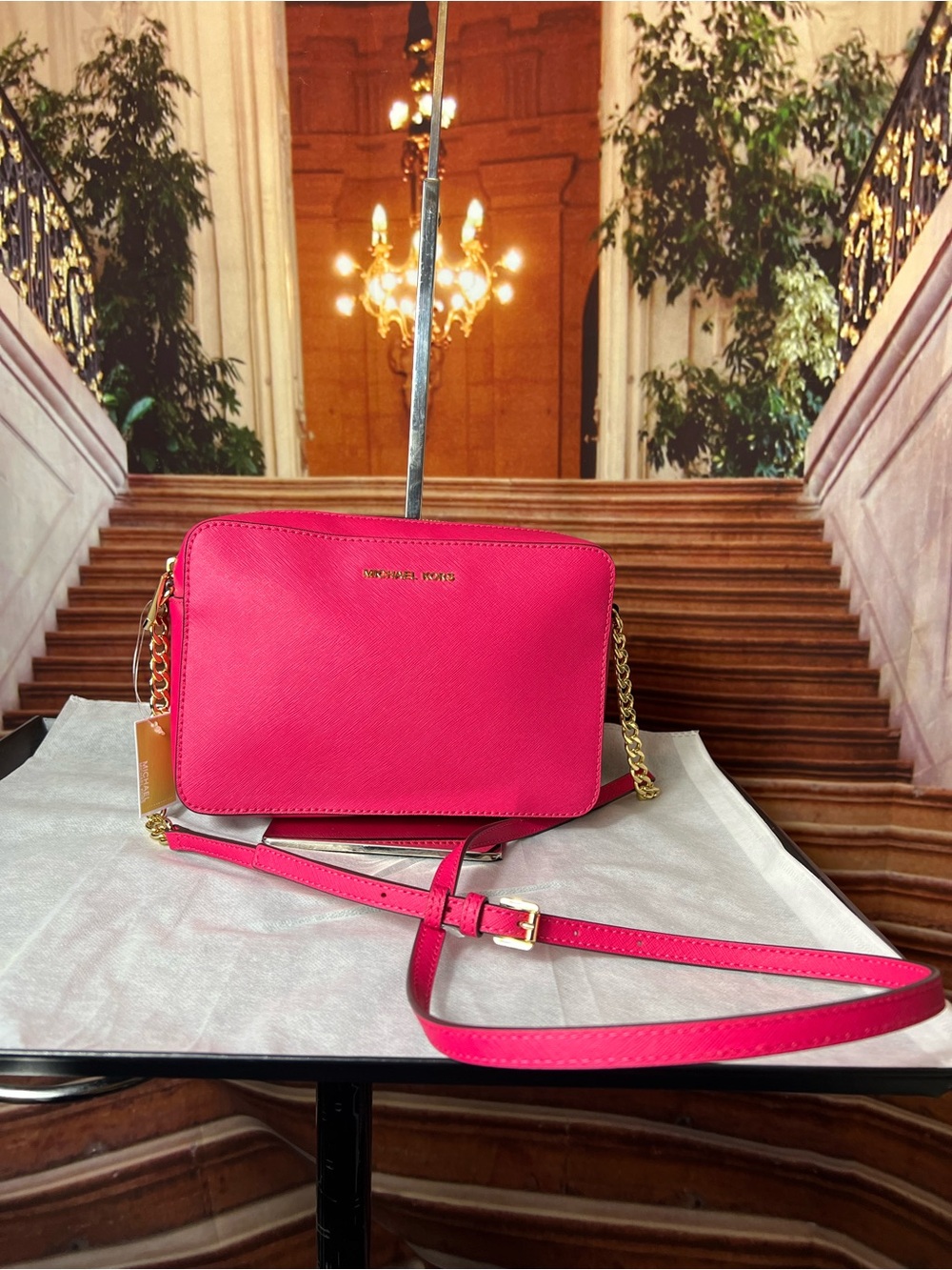 NWT Michael Kors Large Saffiano Leather Ultra Pink Crossbody Bag 💖